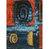 John Piper, STUDY FOR WATSON HOUSE MURALS, gouache with wax resist on paper with collaged elements