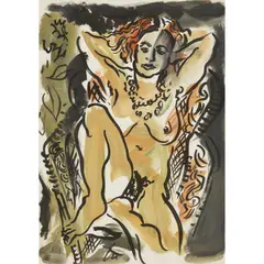 Edward Piper, JAY SEATED, CANE CHAIR, 1989, Indian ink and acrylic on paper