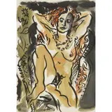 Edward Piper, JAY SEATED, CANE CHAIR, 1989, Indian ink and acrylic on paper