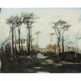 Ffiona Lewis, SCOTS PINES & NEEDLES - HAM CREEK, 2012, oil on board
