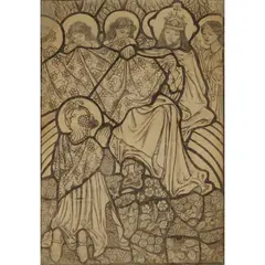TWO STUDIES FOR STAINED GLASS, CIRCA 1900 by Ida Kay, charcoal on paper (2), sold Mar 2025