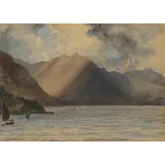 John Ruskin, LAKE DISTRICT VIEW, watercolour and pencil on paper with pencil sketch verso