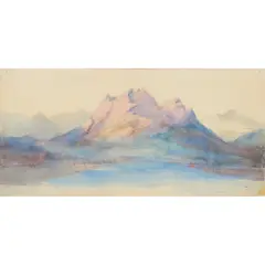 John Ruskin, MOUNT PILATUS FROM LAKE LUCERNE, watercolour and pencil with bodycolour on paper