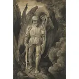 John Duncan, ST. MICHAEL AND THE DEVIL, watercolour grisaille on paper