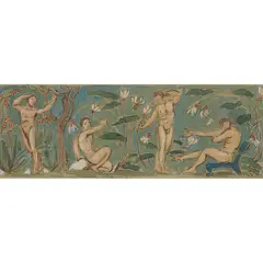Godfrey Blount, MALE NUDES IN AN ARCADIAN LANDSCAPE, watercolour, gouache and ink on paper