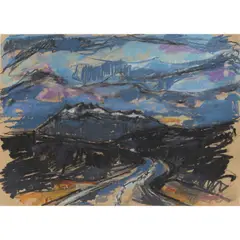 Ross Ryan, SKYE ROAD TO CUILLINS, pastel and charcoal on paper
