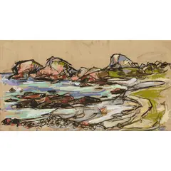 Ross Ryan, LOOKING NORTH TO PORT BAN, IONA, pastel on wood