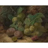 Oliver Clare, STILL LIFE OF GRAPES AND GOOSEBERRIES, oil on canvas, 17cm x 22cm (6 ¾in x 18 ½in)