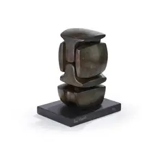 Paul Mount, LOGGING LADY, patinated bronze on slate base