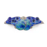 Archibald Knox, BROOCH, CIRCA 1900, white metal and enamel, unmarked