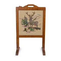 FIRESCREEN, CIRCA 1930 by Robert 'Mouseman' Thompson, carved mouse signature, carved initials verso G/ MO, sold Oct 2024