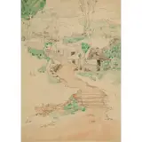 PATH THROUGH WOODLAND COTTAGES by Jessie M. King, pencil and watercolour on buff paper, sold Oct 2023