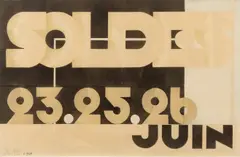'SOLDES', STUDY FOR A POSTER, CIRCA 1925 by Alexey Brodovitch, watercolour and collage, sold Oct 2023