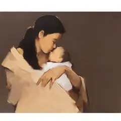 MOTHER AND BABY by Nguyen Thanh Binh, Oil on canvas painting, sold Nov 2022