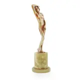 ART DECO FIGURE, CIRCA 1925 by Josef Lorenzl, silvered bronze, raised on a green onyx base, sold Oct 2022