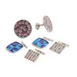 Norman Grant, THREE PAIRS OF CUFFLINKS, 1971-2, enamel, comprising a PAIR OF 'HONESTY' SERIES CUFFLINKS
