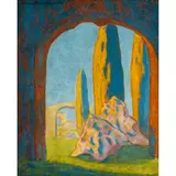 Horace Brodzky, RUINS OF HADRIAN'S VILLA, TIVOLI, 1911, oil on board