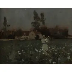 EVENING AMONG THE LILIES, SOUTH AFRICA by Sir Frank Brangwyn, 1891, oil on canvas, sold Jan 2023