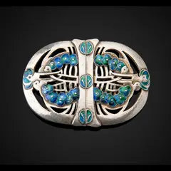 Jessie M. King, BELT BUCKLE, BIRMINGHAM 1906, silver and enamel, hallmarked Birmingham, one side with date stamp 1906, the other 1912