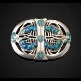 Jessie M. King, BELT BUCKLE, BIRMINGHAM 1906, silver and enamel, hallmarked Birmingham, one side with date stamp 1906, the other 1912