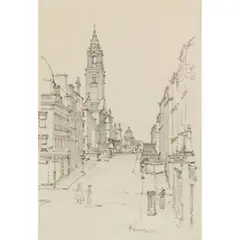 John Keppie, ROSE STREET, GLASGOW, Pencil drawing
