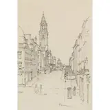 John Keppie, ROSE STREET, GLASGOW, Pencil drawing