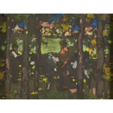 James Watterson Herald, STUDY FOR 'WOMEN WALKING THROUGH WOODS', pastel on dark paper