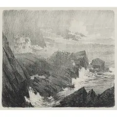 Stanley Cursiter, RAIN, Lithograph