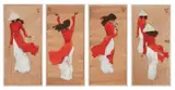 Nguyen Thanh Binh, SCHOOLGIRLS, set of four oil on canvas paintings