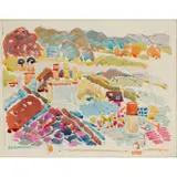 AN ARRAN VIEW by Jessie M. King, watercolour, sold Apr 2022