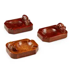 GROUP OF THREE ASHTRAYS, 1940S by Robert 'Mouseman' Thompson, each with carved mouse signature, sold Oct 2021