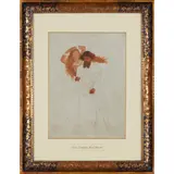 Joseph Noel Paton, STUDY OF A KNIGHT AND A MAIDEN, pencil, red chalk and oil on paper, later inscribed to the mount SIR JOSEPH NOEL PATON
