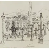 Jessie M. King, 'PLACE DE LA CONCORDE, PARIS', pen and ink on vellum