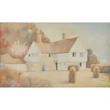 Mackay Hugh Baillie Scott, HOUSE AT WENDENS AMBO, ESSEX, pencil and watercolour