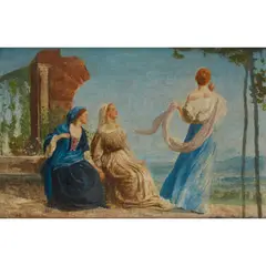 Robert Anning Bell, HORNS OF ELFLAND FAINTLY BLOWING, oil on canvas