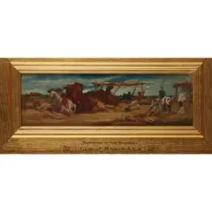 George Heming Mason, THRESHING IN THE CAMPAGNA, Oil on canvas laid on panel, in original frame
