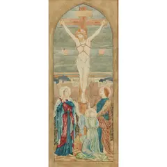 Henry Holiday, DESIGN FROM REREDOS IN ENAMELS FOR HOLY TRINITY, EDINBURGH, 1900, Pencil and watercolour