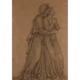 Henry Holiday, SKETCH FOR ‘SAINT JOHN AND THE VIRGIN AT THE FOOT OF THE CROSS’, Black chalk on buff card