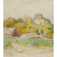John William North, A GEORGIAN MANSION, HERTFORDSHIRE, ' watercolour and scratching out