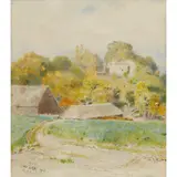 John William North, A GEORGIAN MANSION, HERTFORDSHIRE, ' watercolour and scratching out
