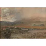 Alfred William Hunt, DOLWYDDELAN - TWILIGHT, RAIN, Watercolour with scratching out