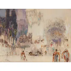 William Walcot, THE STADIUM OF DOMITIAN, ROME, pen and ink and watercolour