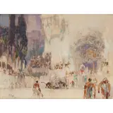 William Walcot, THE STADIUM OF DOMITIAN, ROME, pen and ink and watercolour