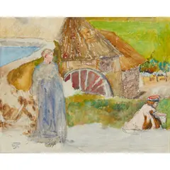 George John Pinwell, RAMBLE MILL, pencil and watercolour heightened with bodycolour and with scratching out