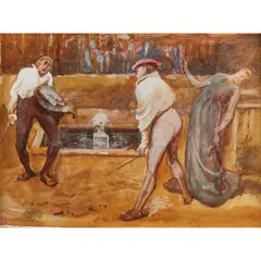George John Pinwell, THE DUEL, pencil, watercolour and bodycolour