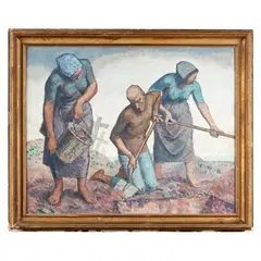 Randolph Schwabe, THE GRAVEDIGGERS, Oil on board