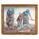 Randolph Schwabe, THE GRAVEDIGGERS, Oil on board