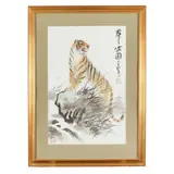 Chen Yanning, ROARING TIGER, ink and colour on paper, framed