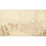 Thomas Rowlandson, FIGURES AND HORSES OUTSIDE A MILL