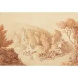 Thomas Rowlandson, A MAIL COACH ON THE ROAD TO A VILLAGE